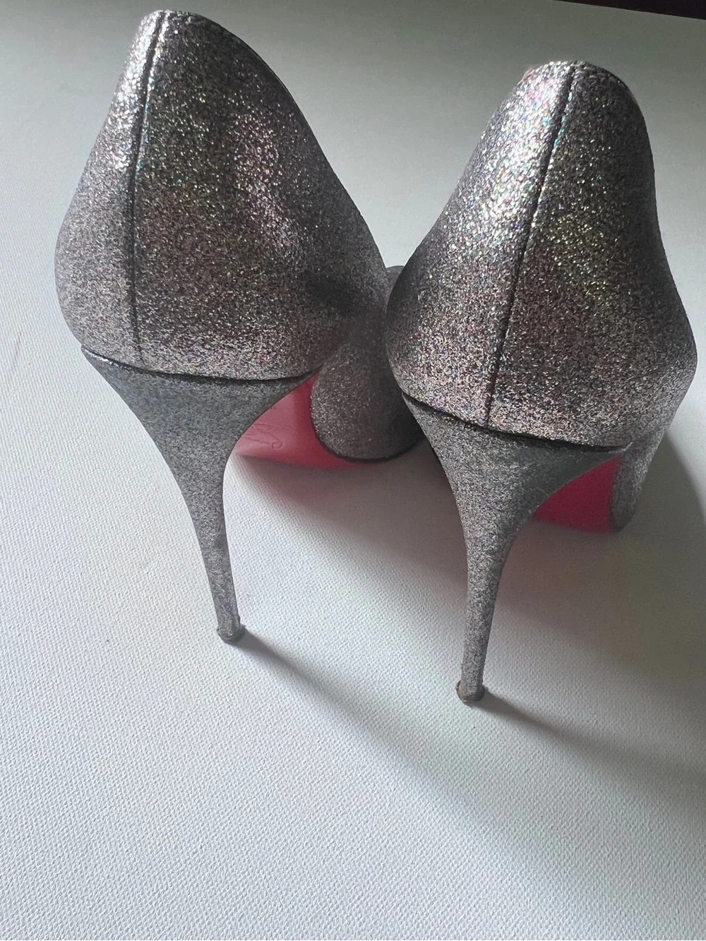 Christian Louboutin So Kate 120 Silver Glitter Pumps size 38